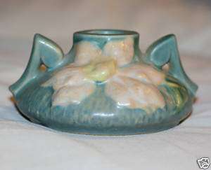 ROSEVILLE ART POTTERY CLEMATIS CANDLE HOLDER 1158 2 GRE  