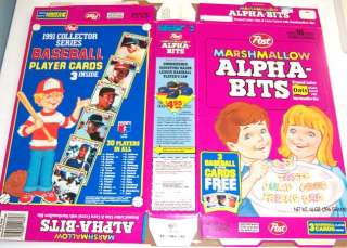 1991Baseball Marshmallow Alpha Bits Cereal Box z11  