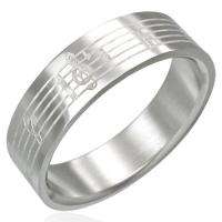 Music Note Stainless Steel 6mm Band Ring Sz 7 d12  