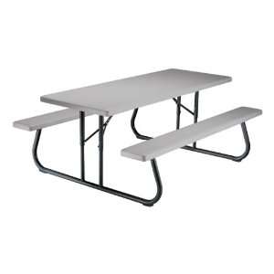  6 L Rectangle Folding Picnic Table Putty Patio, Lawn 