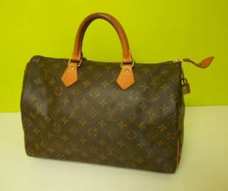 LOUIS VUITTON Monogram Speedy 35 LV Bag Handbag Lock M41524 Authentic 