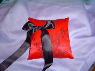 LLCD Ring Bearer Pillow Red BLACK Chinese Brocade  