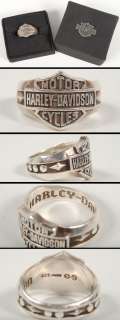 Mens Sterling Silver Harley Davidson Logo Ring/Decorative Band HDR0195 