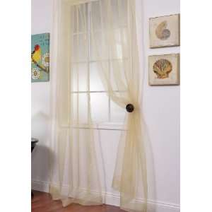   ) Gold Solid Faux Organza Sheer Curtains & Panels