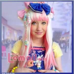  65 70cm Long Straight Beauty White Pink Cosplay Girl Hair 