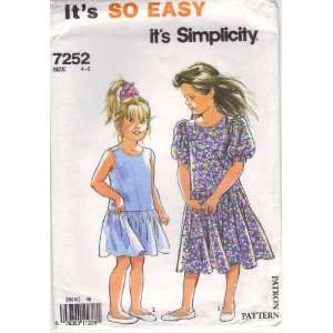  Simplicity Pattern 7252 for Childrens Dresses, Size 4   8 