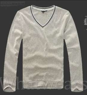 Mens Slim Fit Fashion V Neck Kint Sweater Grey W37  