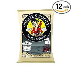 Pirates Booty, Sea Salt & Vinegar, 4 Ounce Bags (Pack of 12)  