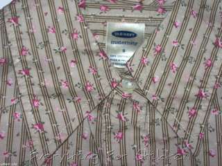   NAVY Maternity shirt S small long dress blouse tan khaki brown floral
