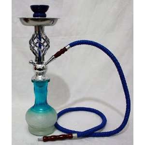 18 TURQUOISE FROST Hookah Shisha Pipe Set with Spiral Silver Metallic 