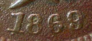 1869/9 FULL LIBERTY INDIAN HEAD SMALL CENT ID#Q79  
