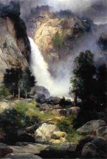 Oil Painting repro Thomas Moran Cascade Falls, Yosemite  