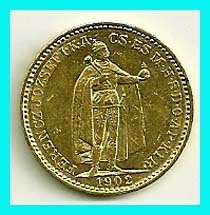 HUNGARY  1902 kb   20 KORONA  GOLD COIN  AUNC  .  