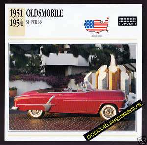 1951 1952 1953 1954 OLDSMOBILE SUPER 88 Car PHOTO CARD  