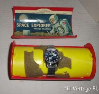 1960s BRADLEY SPACE EXPLORER ANIMATED WATCH ORIG BOX  