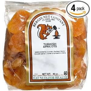 Bergin Nut Company Apricot Whole Fancy Large, 16 Ounce Bags (Pack of 4 