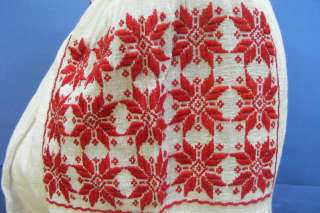 Vintage RED WHITE SILK Hand Embroidered ROMANIAN Folk Ethnic Top 