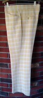 1970s Mens Vintage Polyester Pants Slacks Yellow Plaid CLASSIC  