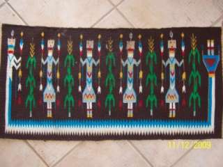 Navajo YEI Rug Vintage w/ Side Cords 19x39  