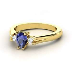  Alyssa Ring, Pear Sapphire 14K Yellow Gold Ring with 
