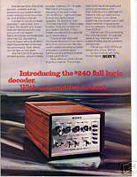 1974 Rare Sony SQA 2030 Decoder Amp Ad   