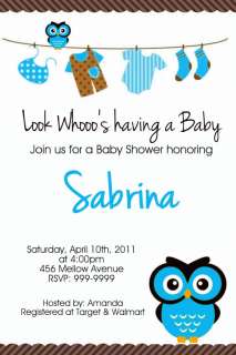 Sweet Owl Baby Shower Birthday Invitations U Print Boy or Girl  
