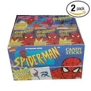 World Confections Spiderman Candy Sticks With Tattoo 24 Count On Popscreen
