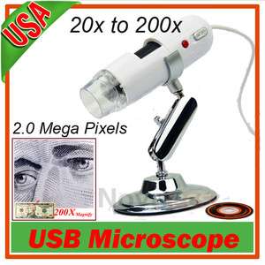 USB Digital Microscope 1.3 Mega Pixel Video Camera 200X  