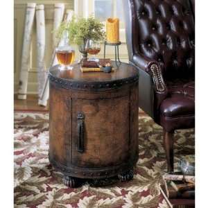   Side Duffle Table with Old World Map Surface Furniture & Decor