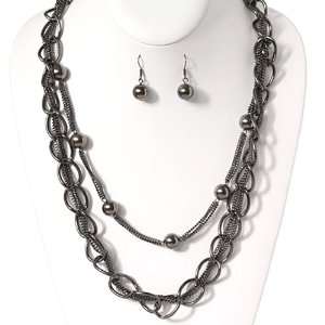  Hematite Casting Necklace and Earrings Set Jewelry