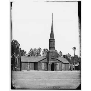 Civil War Reprint Poplar Grove, Va. Log church built by the 50th New 