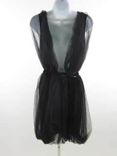 LANVIN COUTURE Black Lace Open Back Bubble Hem Dress 40  