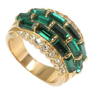  Emerald Small Dome Ring in Gold Plating Jewelry