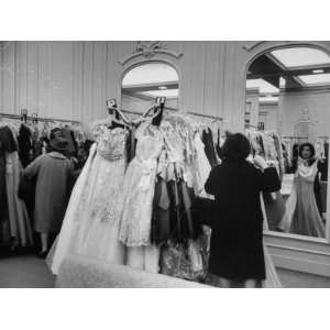 Shoppers Searching for Evening Gowns in the Womens Wear Dept. of Saks 