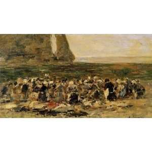   24x36 Inch, painting name Laundresses at Etretat, By Boudin Eugène