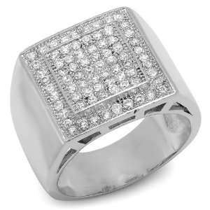   Zirconia Mens Flashy Hip Hop Iced Pinky Ring (0.63 inch wide) size 8
