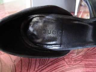 AUTH GUCCI GG FABRIC LEATHER SHOES HEELS 7.5 37.5  
