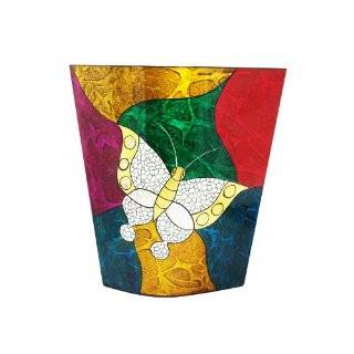 Abstract metalic butterflies lacquer decorative flat vase 10
