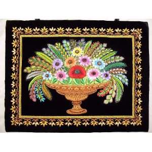   Embroidery Floral Jewel Carpet Rug Wall Hanging