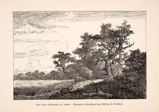 1891 Wood Engraving Field Trees Bordered Jacob Van Ruisdael Landscape 