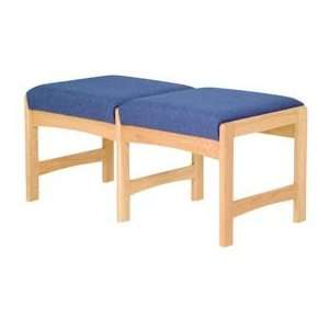  Two Person Bench   Light Oak/Blue Fabric 
