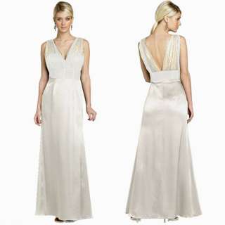 Elegent V neck Formal Evening Gown Dress Ivory Size AU 6  
