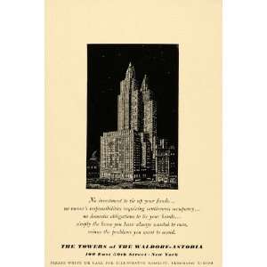  1940 Ad Towers Waldorf Astoria Hotel New York City NYC 