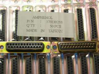50 Amphenol 17SDB25S (DB 25S) 25Pos D Sub Connectors  