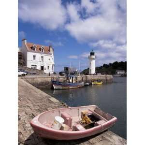 com Lighthouse on Waterfront, Port Sauzon, Belle Ile En Mer, Brittany 