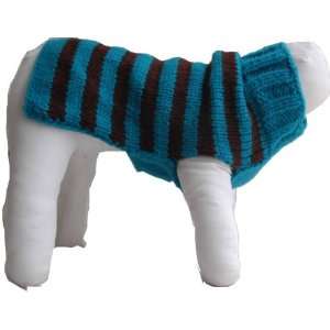 Handmade Brady Dog Sweater in Teal and Brown, Size XXS  