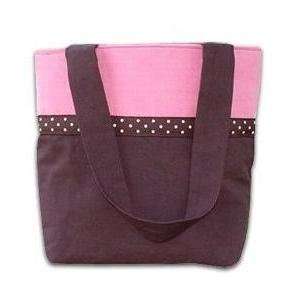  Hottie Tottie Solid Pink & Brown with Dots Diaper Bag with 