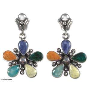    Opal and serpentine earrings, Andean Blossom 1 W 1.6 L Jewelry