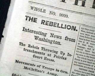   War Newspaper Battle of ATHENS MO Missouri & Post Bull Run Casualties