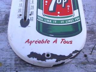1950s 7up Porcelain Thermometer Sign Seven Up French L@@K  